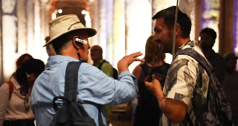 Basilica Cistern Guided Tour & Blue Mosque Audio Guide - Hearing the guide in a crowded chamber