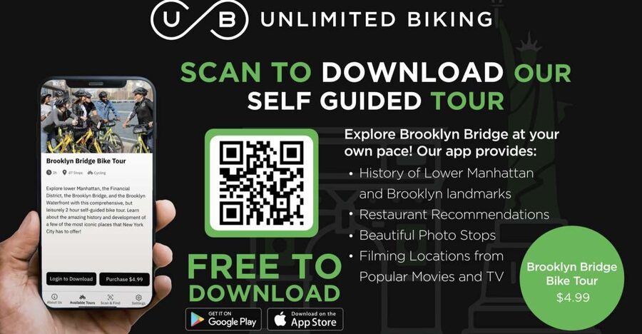 Brooklyn Bridge Self-guided Bike Tour App - Audio + Written - Following the route across Lower Manhattan