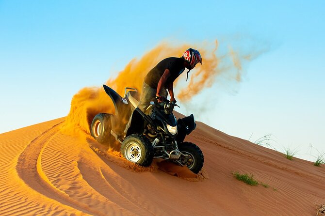 Desert Tour by ATV OR Buggy Self-drive, BBQ Dinner and Camel Ride - Sandboarding and sunset photos add welcome pauses