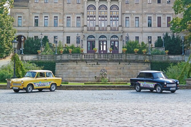 Dresden Live-Guided Self-Drive Trabi Safari City XXL Tour 2h15min - A tobacco factory with an unusual silhouette
