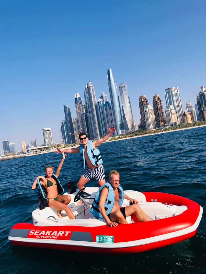 Dubai: Private Self-Drive SeaKart Jet Ski Boat Tour - Swimming in Palm Lagoon on the two-hour tour