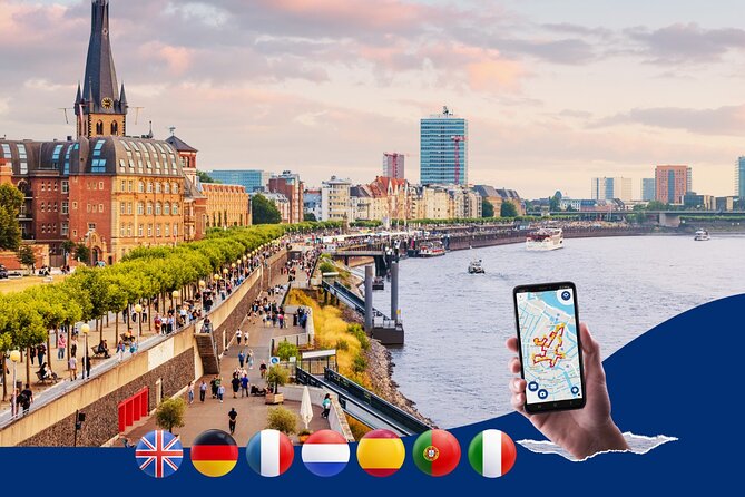 Dusseldorf: City Walk Audio Guide in 7 Languages on your Phone - The Rhine Tower and the city’s riverfront