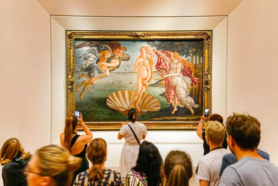 Florence: Uffizi Gallery Reserved Entry Ticket & Audioguide - Meeting Crown Tours beneath the Donatello statue