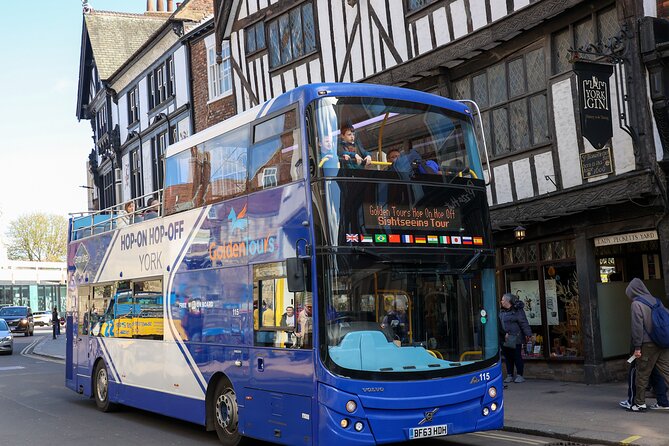 Golden Tours York Hop-on Hop-off Open Top Bus Tour with Audio Guide - The open-top deck, with a weather warning