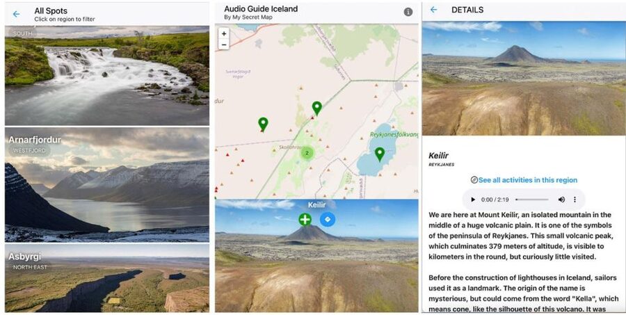 Iceland: Audioguide, Interactive map 200 spots ++ - Five hours of stories for waterfalls, geysers, and sagas