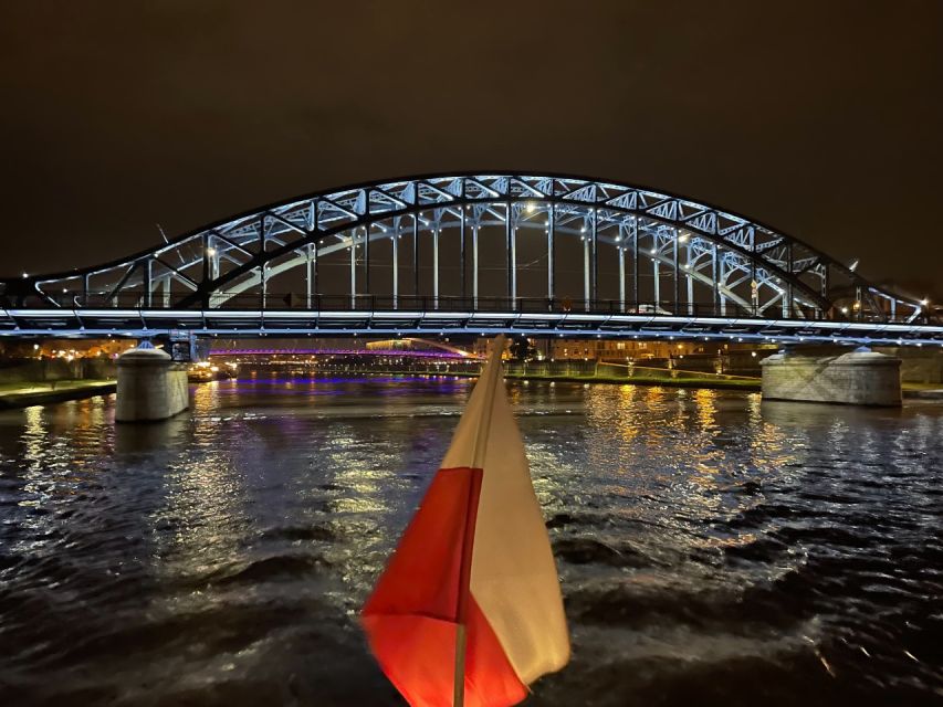 Krakow: Vistula Night Cruise by Gondola w/ Audio Commentary - Kazimierz, the Bernatek Bridge, and the first river views