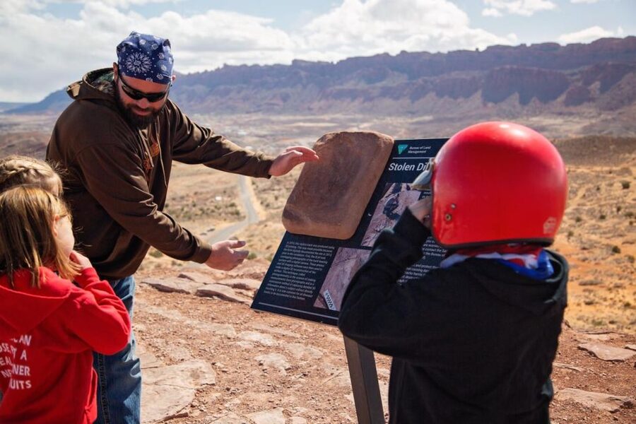 Moab: Hell's Revenge Self-Driven Guided UTV Tour - A pause at the La Sal Mountains viewpoint
