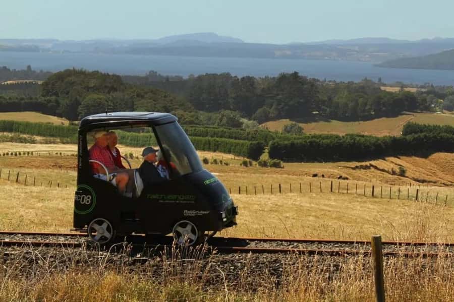 Rotorua Railcruising: Self-Drive Rail Car with Audio Guide - Driving a rail car at 20 km/h