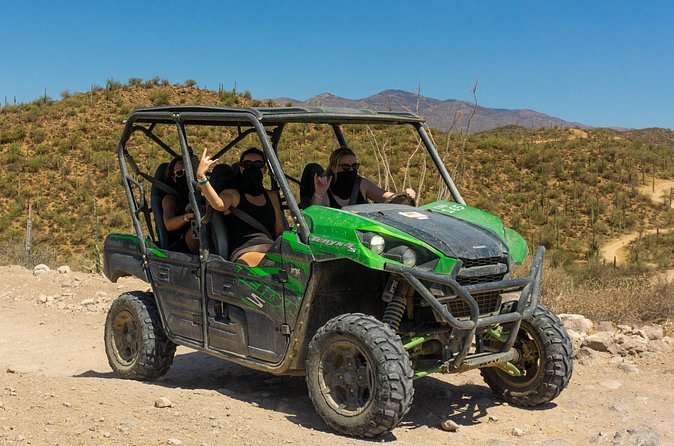 Self-Guided Centipede Desert UTV Rental - Desert views, cactus, dust, and a few rough edges