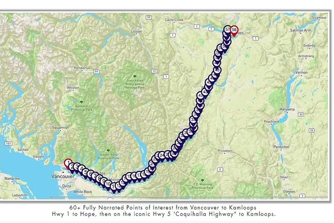 Smartphone Audio Driving Tour between Kamloops and Vancouver - Railway stories near Brookmere and Hope