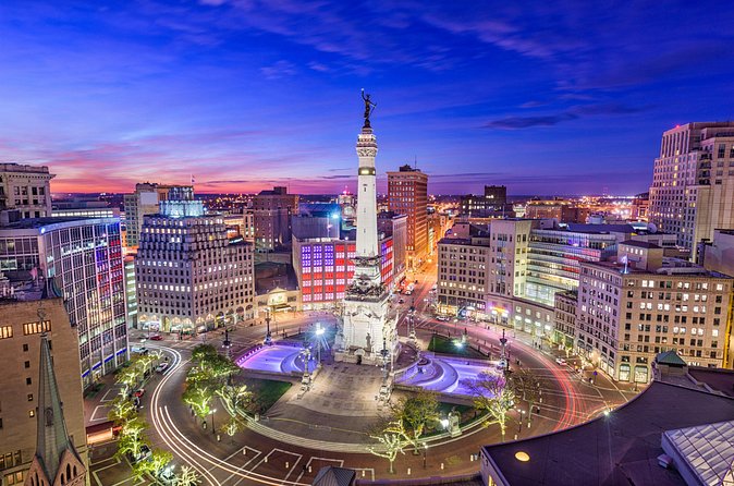 Smartphone-Guided Walking Tour of Downtown Indianapolis Sights & Stories - The War Memorial and Depew Fountain slow the pace